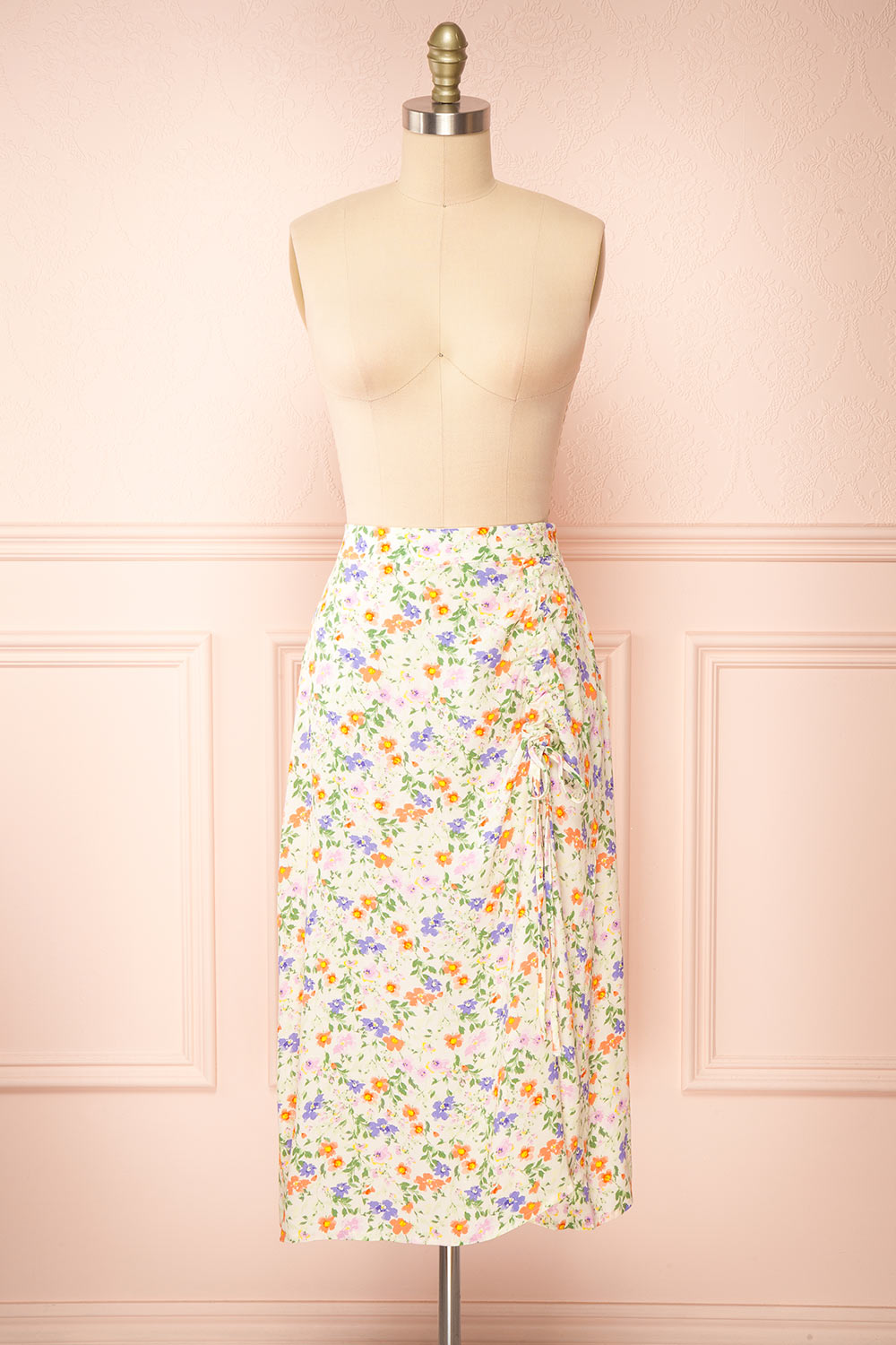 Svaana Midi Floral Skirt w/ Drawstring | Boutique 1861 front view