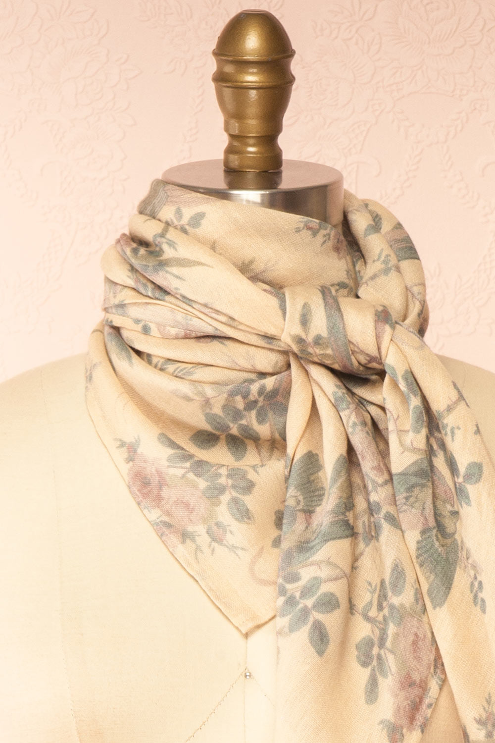 Swallows Light Square Scarf with Floral Pattern by April Cornell | Boutique 1861 side