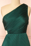 Swifty Green Asymmetrical Pleated Satin Dress | Boutique 1861  front