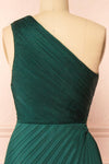 Swifty Green Asymmetrical Pleated Satin Dress | Boutique 1861  back