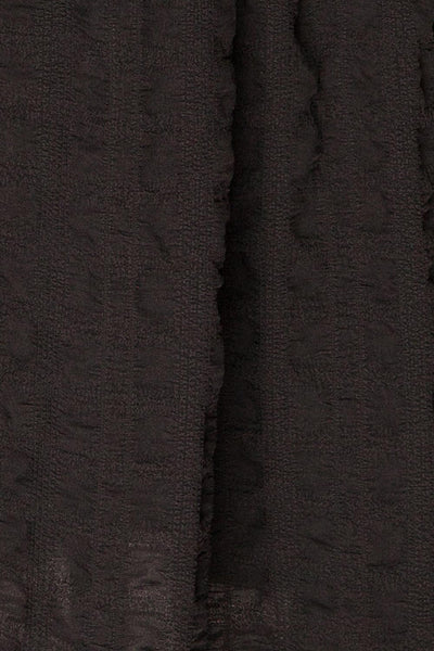 Swindon Black Chiffon Midi Dress w/ Sleeves | La petite garçonne fabric