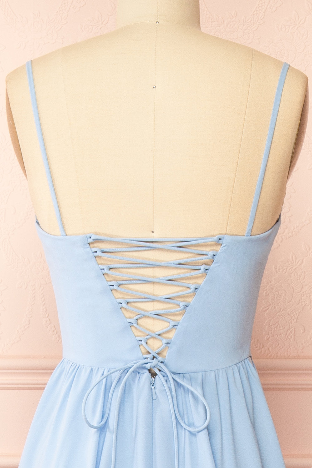 Syana Blue Long Chiffon Corset Dress with Scarf | Boutique 1861 back