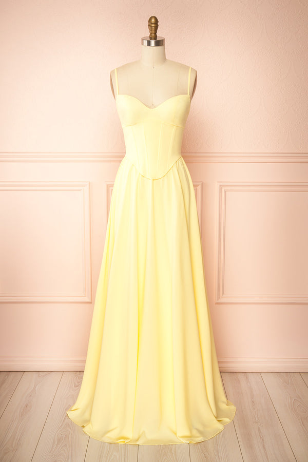 Syana Jaune Pale Robe Longue à Corset en Chiffon avec Foulard ...