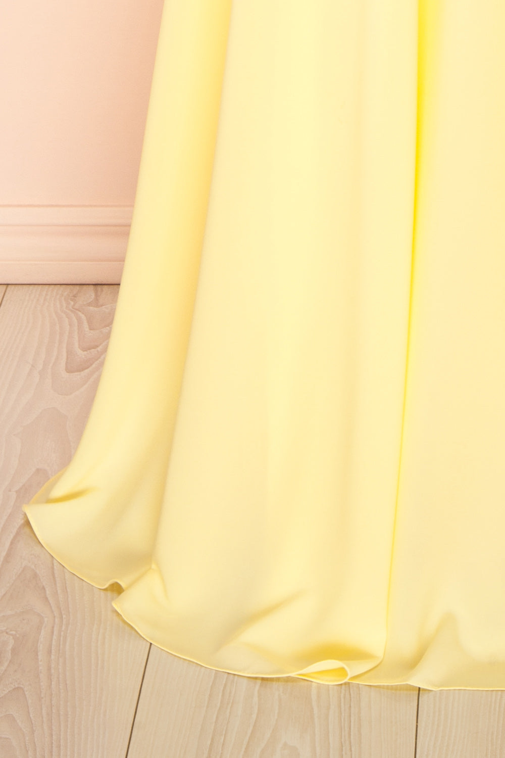 Syana Light Yellow Long Chiffon Corset Dress with Scarf | Boutique 1861 bottom