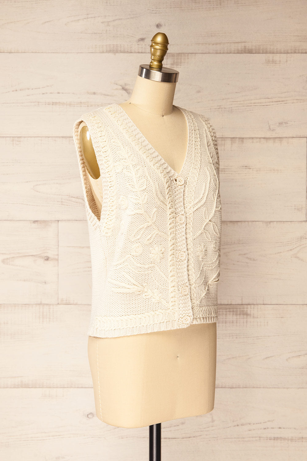 Nampa Ivory Knit Vest with Embroidery | La petite garçonne side view