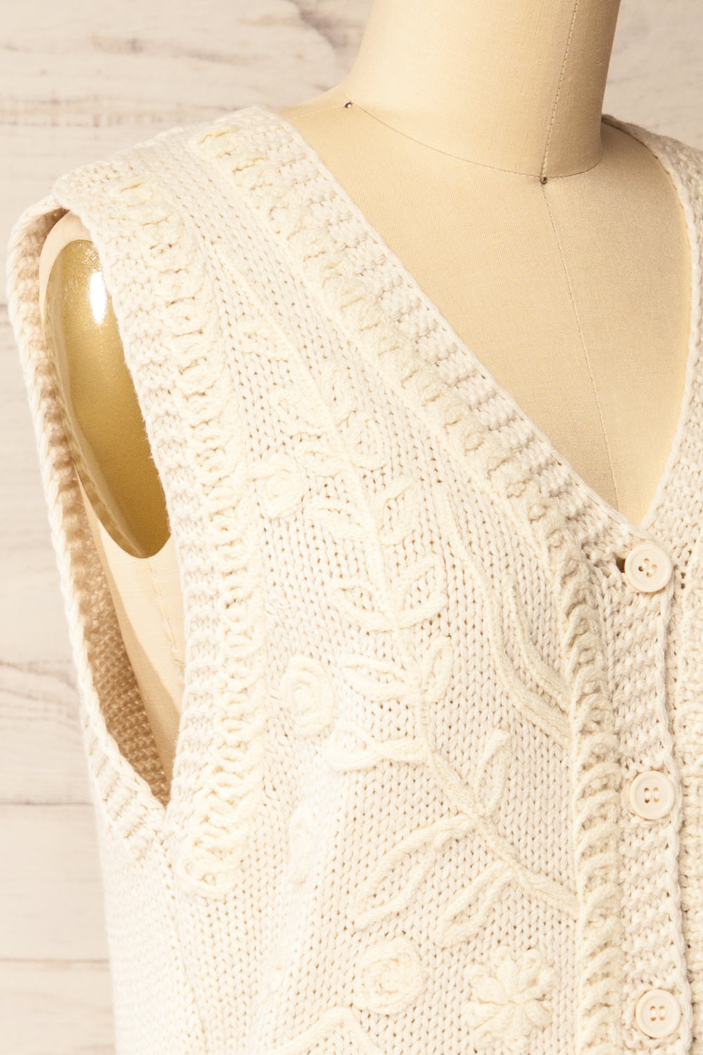 Nampa Ivory Knit Vest with Embroidery | La petite garçonne side
