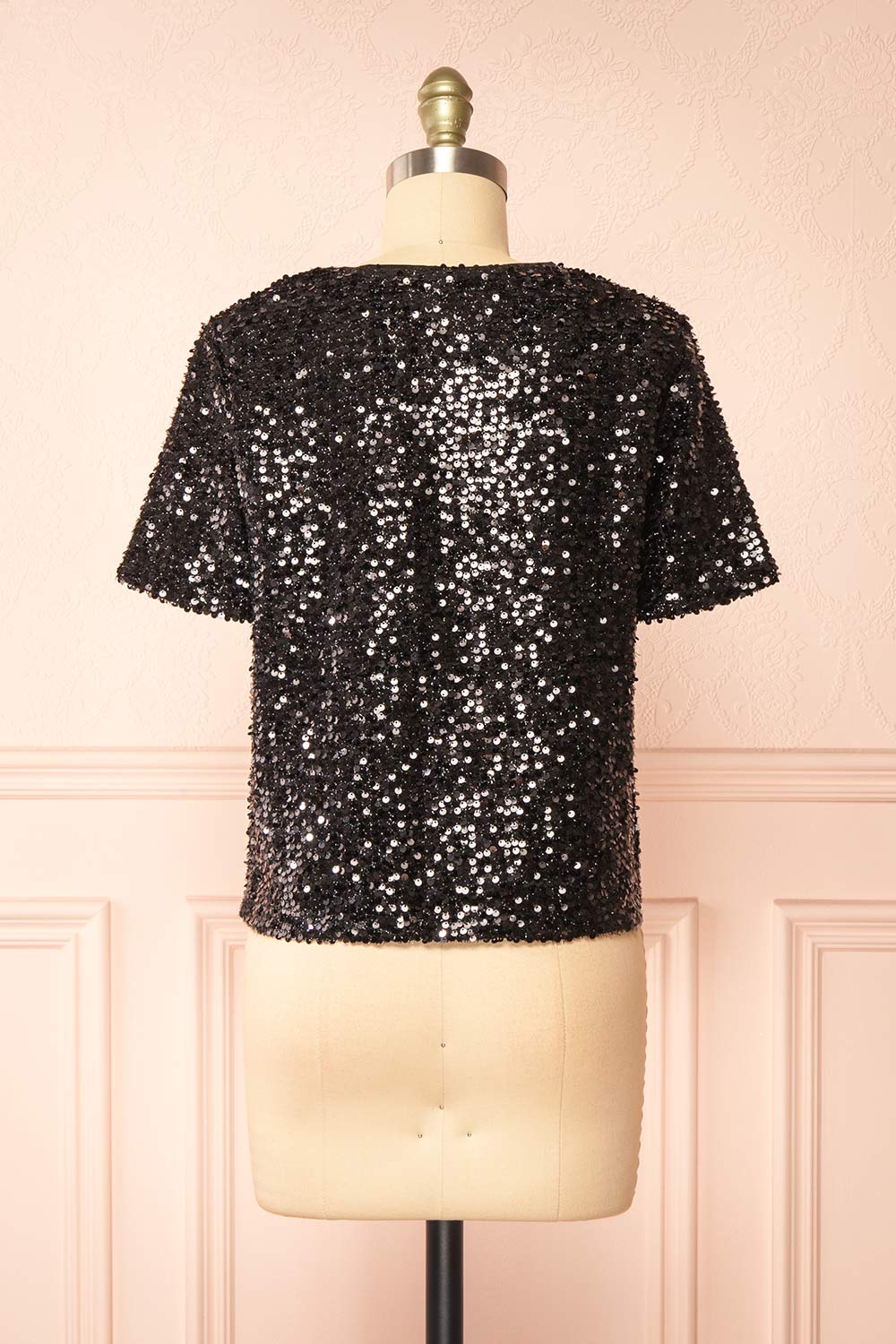 Sydney Black Sequin Top | La petite garçonne back view