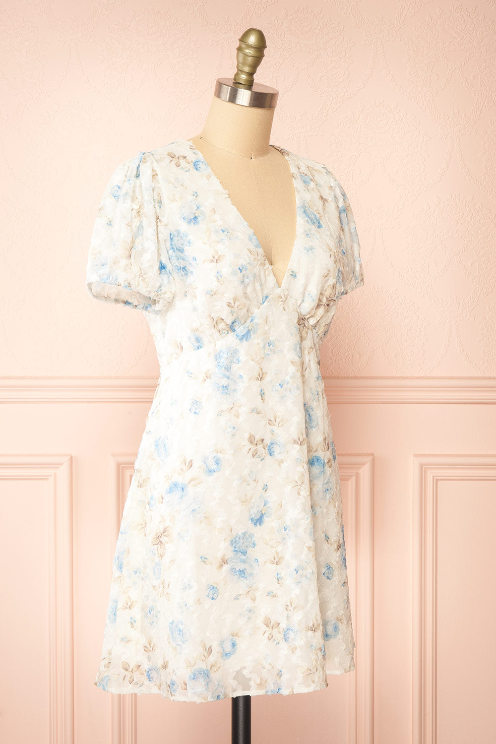 Sykos Short White Floral Chiffon Dress | Boutique 1861 side view