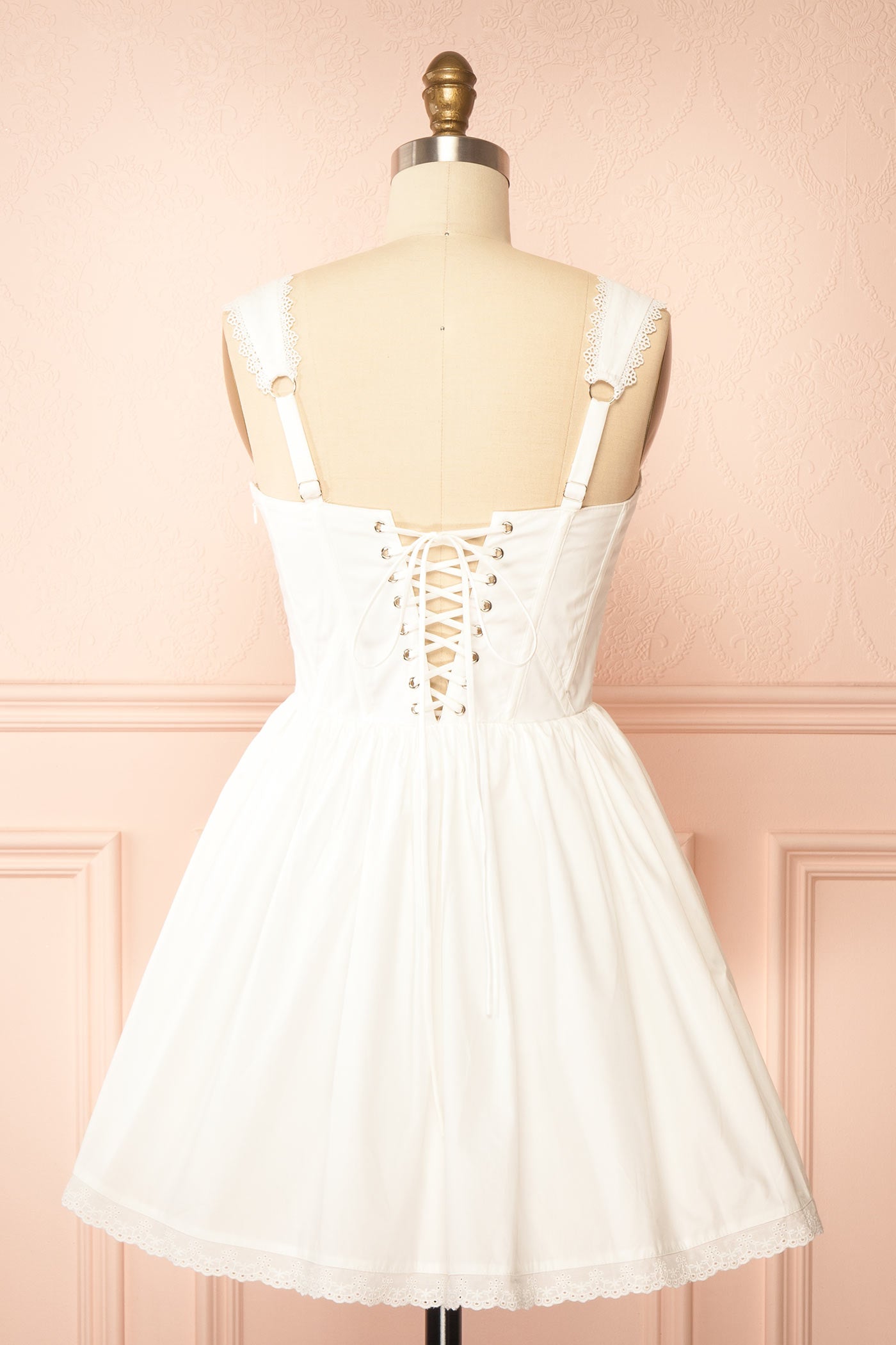 Backview Sylthia White Corset Dress with Pockets at la boutique 1861
