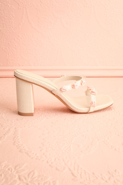 Synthicia Ivory Heeled Sandals w/ Rose Flowers | Boudoir 1861  side view