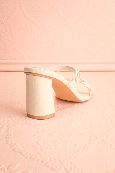 Synthicia Ivory Heeled Sandals w/ Rose Flowers | Boudoir 1861 back view