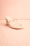 Synthicia Ivory Heeled Sandals w/ Rose Flowers | Boudoir 1861 front view