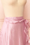 Syrena Asymmetrical Lilac Maxi Skirt | Boutique 1861 side close-up