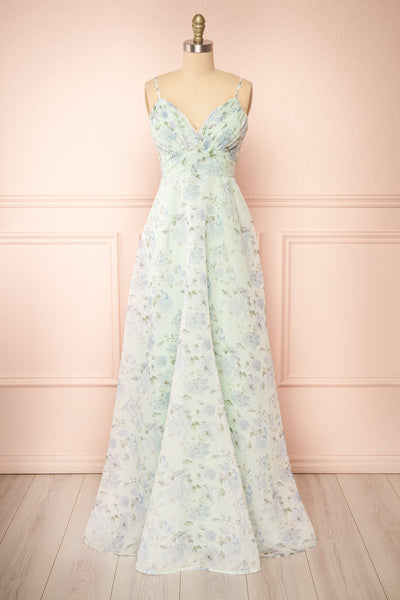 Taeyeon Mint Floral Maxi Dress | Boutique 1861 front view