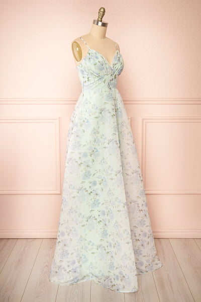 Taeyeon Mint Floral Maxi Dress | Boutique 1861  side view