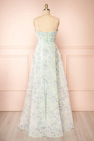 Taeyeon Mint Floral Maxi Dress | Boutique 1861  back view