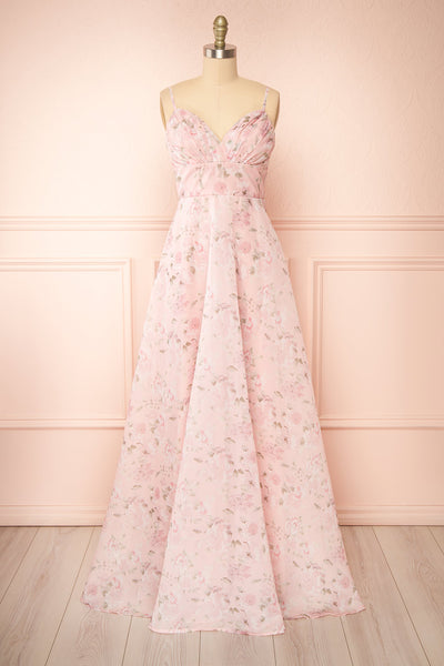 Taeyeon Pink Floral Maxi Dress | Boutique 1861 front view