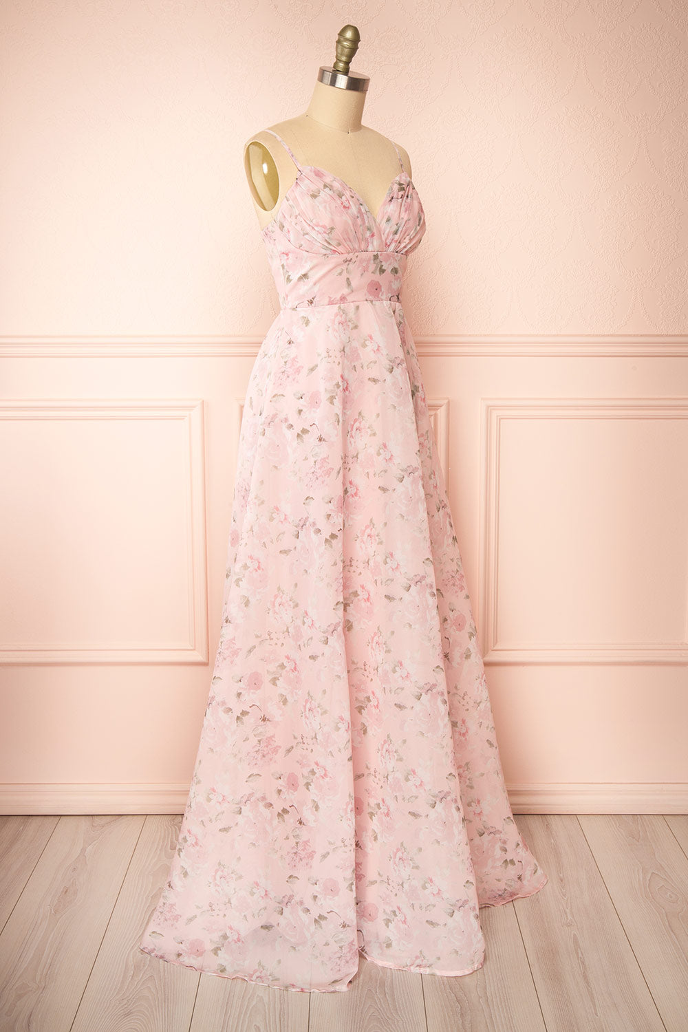 Taeyeon Pink Floral Maxi Dress | Boutique 1861  side view