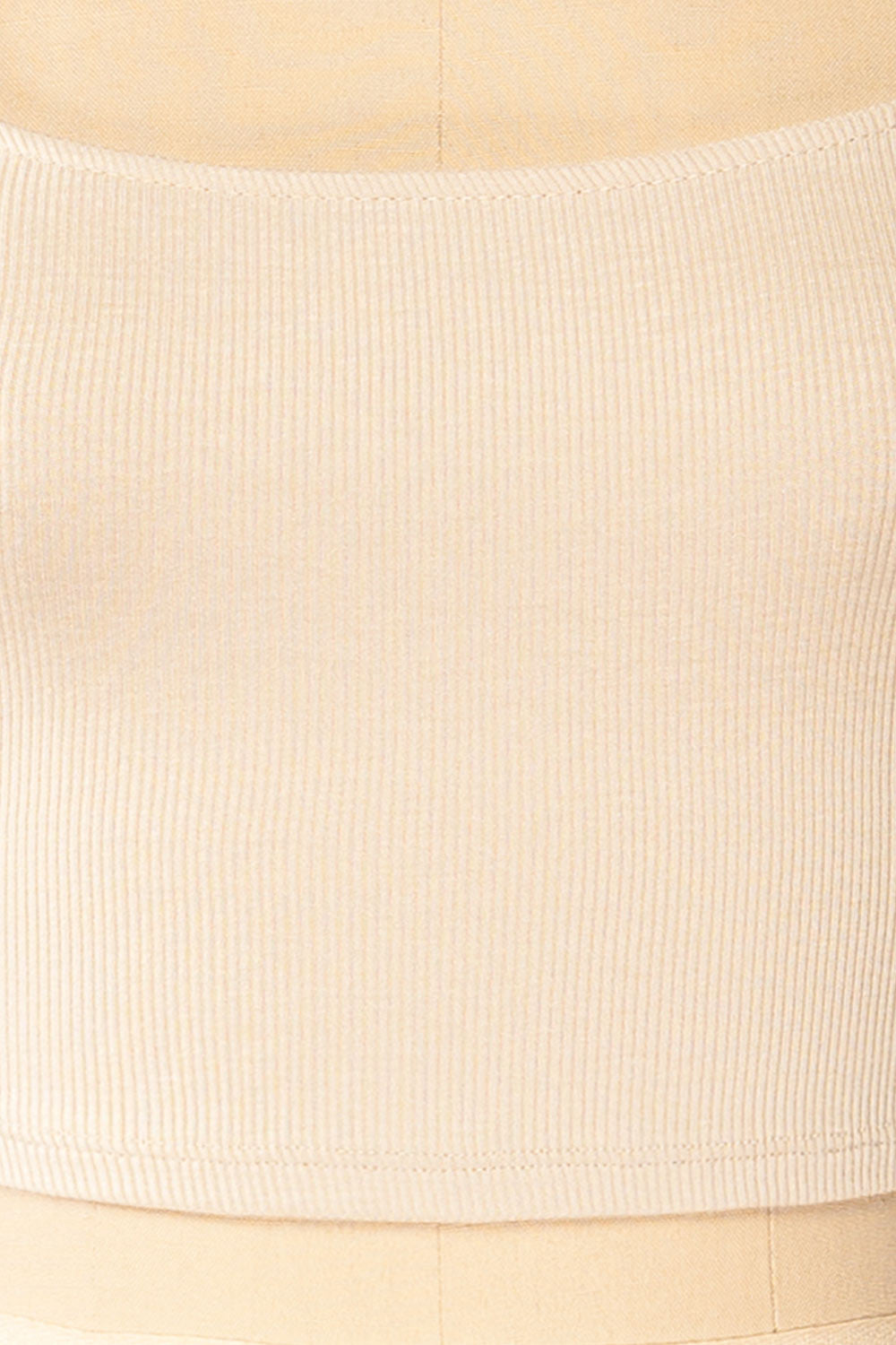 Taipei Beige Cropped Ribbed Cami Top | La petite garçonne fabric 