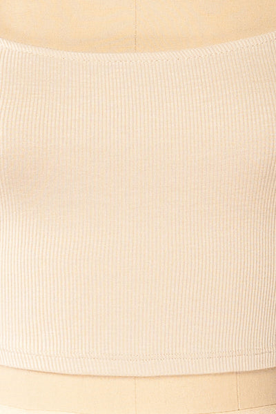 Taipei Beige Cropped Ribbed Cami Top | La petite garçonne fabric