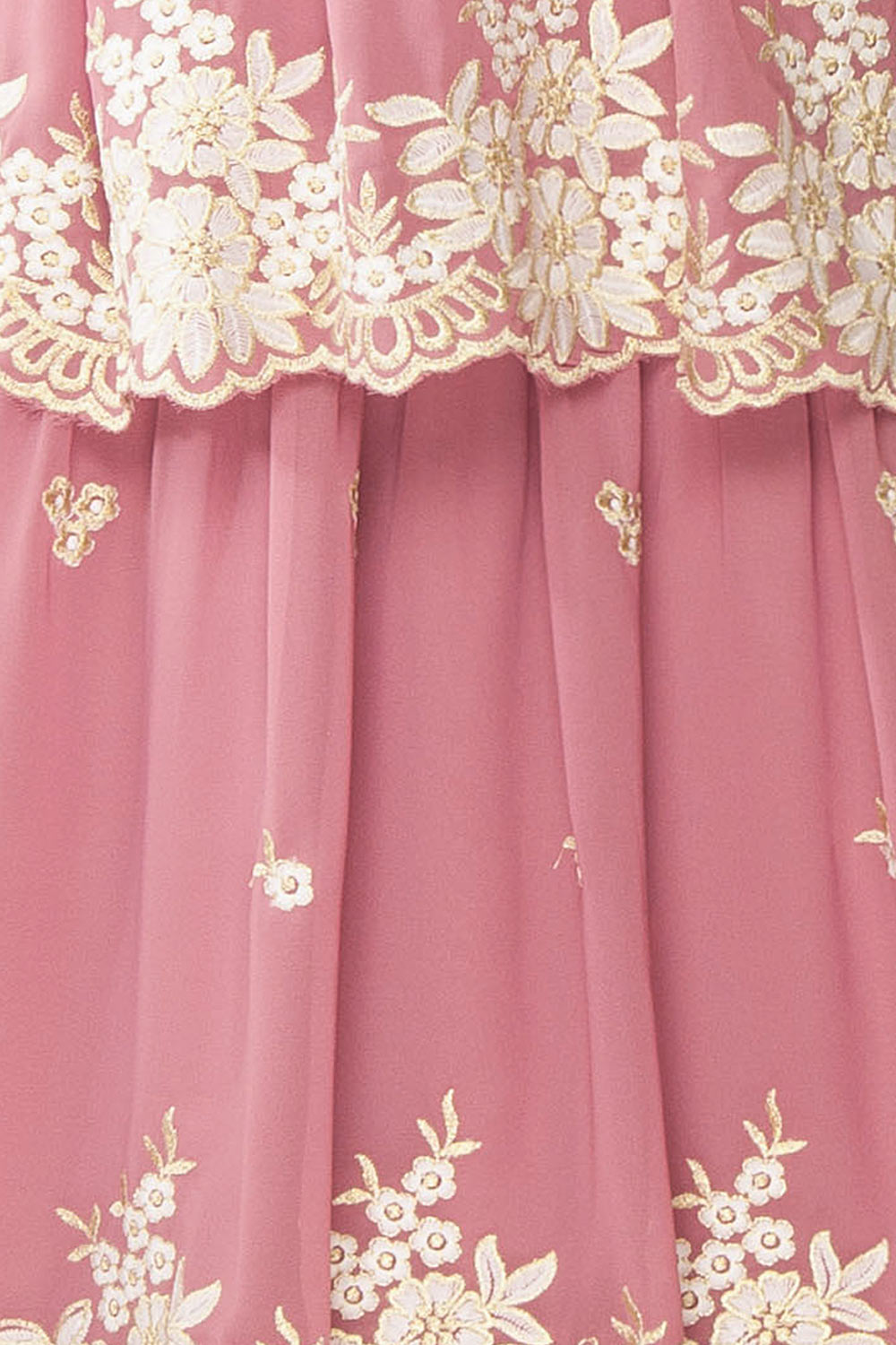 Taliana Mauve Chiffon Maxi Dress w/ Floral Embroidery | Boutique 1861 fabric 