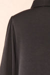 Talie Black Textured Chiffon Button-Up Blouse | Boutique 1861  back close-up