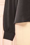 Talie Black Textured Chiffon Button-Up Blouse | Boutique 1861  bottom
