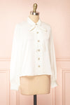 Talie Ivory Textured Chiffon Button-Up Blouse | Boutique 1861  side view