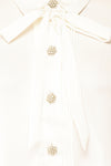 Talie Ivory Textured Chiffon Button-Up Blouse | Boutique 1861 fabric