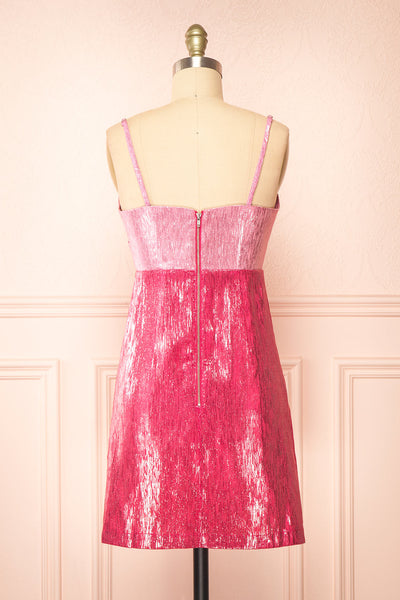 Talitha Short 2-Toned Shimmery Pink Dress | Boutique 1861 back view