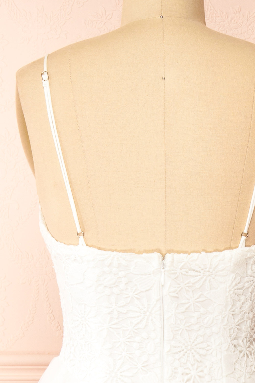 Tallina White Tulle Midi Dress w/ Floral Embroidery | Boudoir 1861 back
