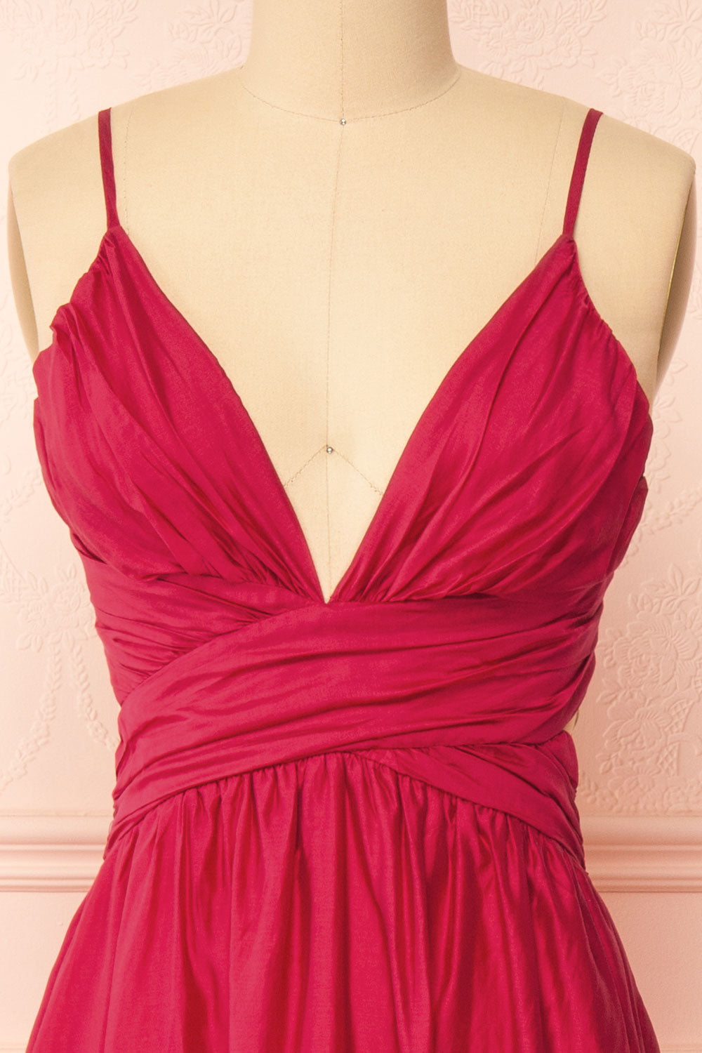 Tallua Long Magenta Dress w/ Plunging Neckline | Boutique 1861 front