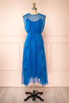 Talula Blue Midi Dress w/ Ruffles | Boutique 1861 front view