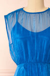 Talula Blue Midi Dress w/ Ruffles | Boutique 1861 front