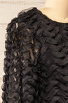 Tamworth Black Tulle Cropped Top w/ Long Sleeves | La petite garçonne side close-up