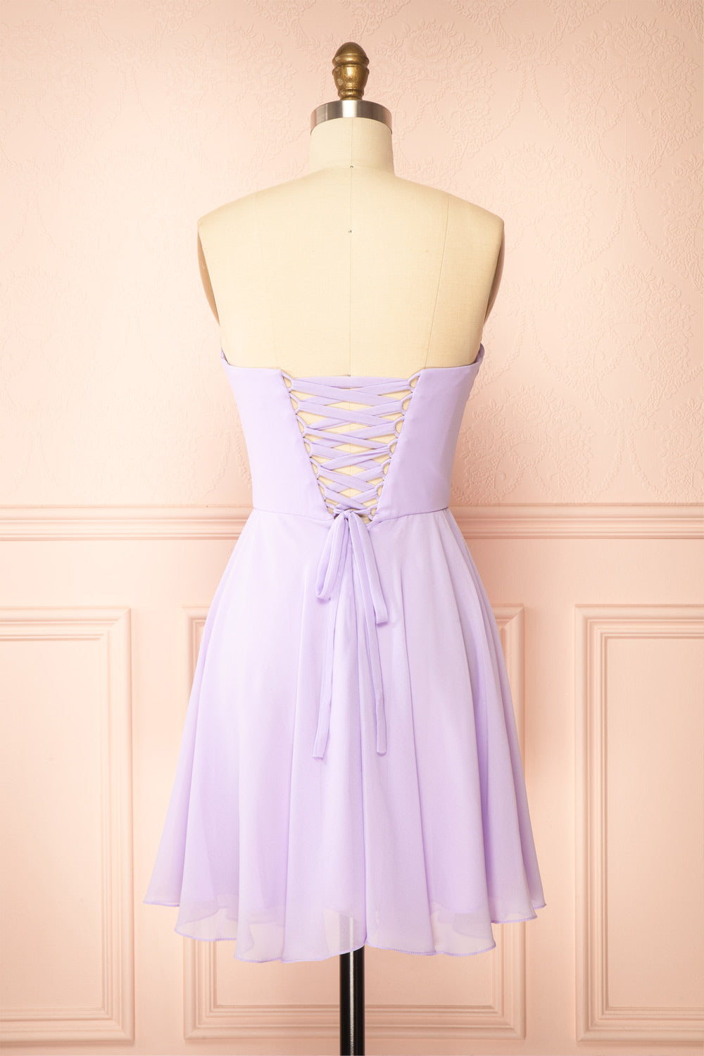 Tamy Lavender Short Chiffon Dress with Sweetheart Neckline | Boutique 1861 back