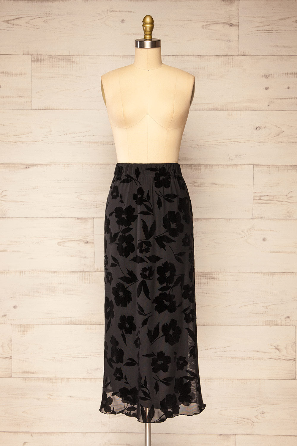 Tangier Black Mesh Midi Skirt | La petite garçonne front view