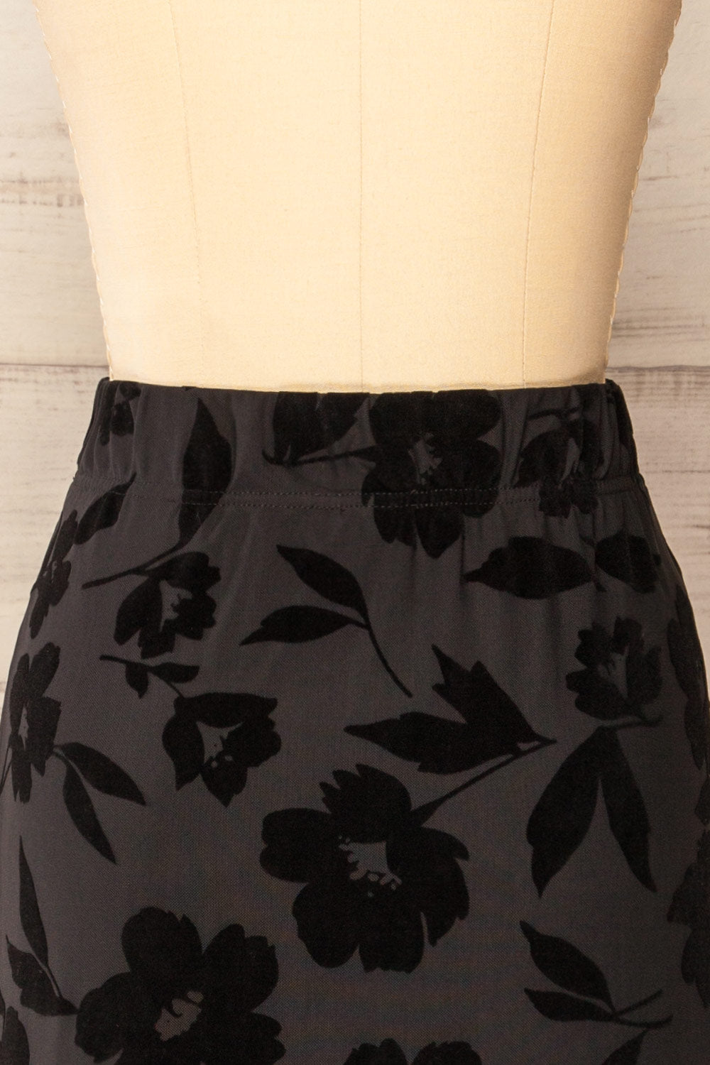 Tangier Black Mesh Midi Skirt | La petite garçonne back close-up