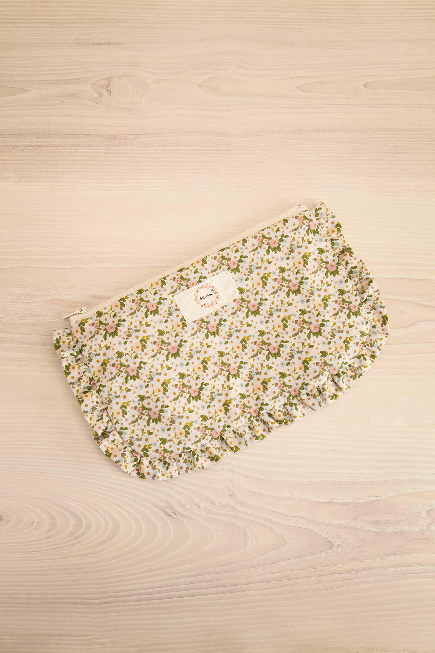 Tapore White Floral Ruffled Cosmetic Bag | Maison garçonne view