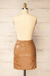Tarare Ruched Brown Faux-Leather Skirt | La petite garçonne back view