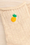 Tassin Beige Pineapple Print Crew Socks | La petite garçonne close-up