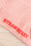Tassin Pink Strawberry Print Crew Socks | La petite garçonne detail