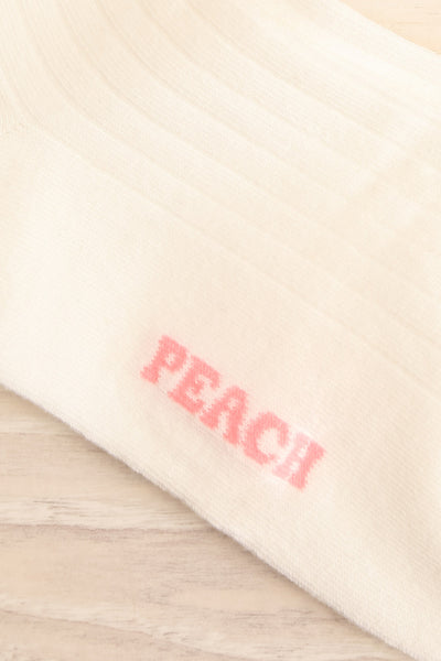 Tassin White Peach Print Crew Socks | La petite garçonne detail