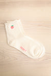 Tassin White Peach Print Crew Socks | La petite garçonne
