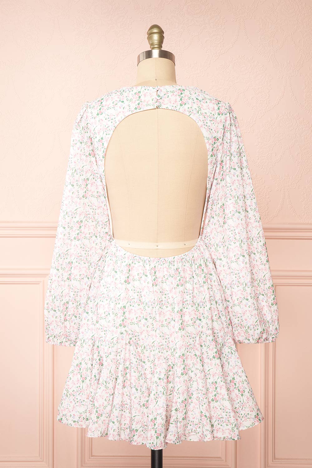 Teca Short Floral Dress w/ Open Back | Boutique 1861 back view 