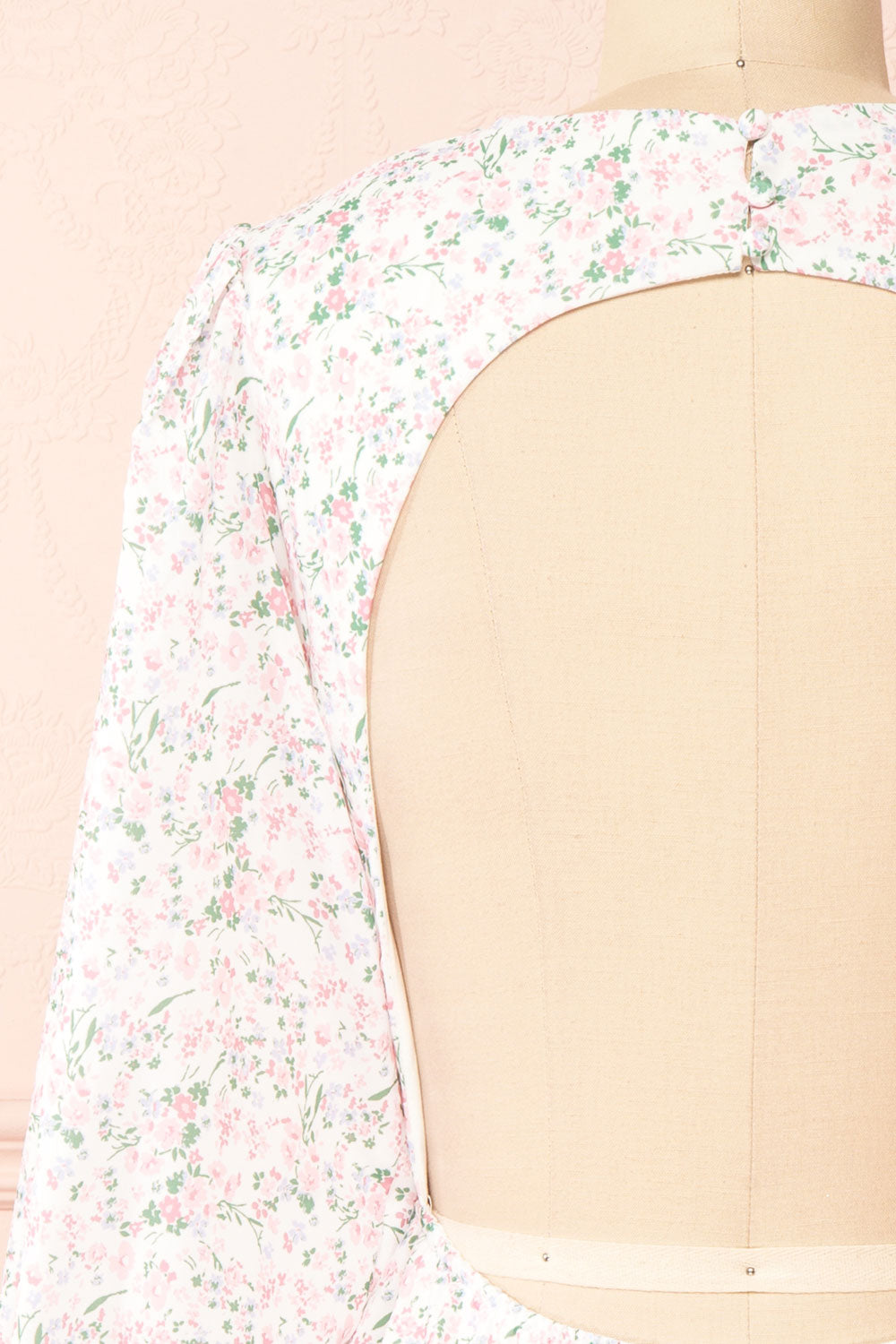 Teca Short Floral Dress w/ Open Back | Boutique 1861 back close-up