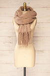Telford Taupe Fuzzy Knit Scarf | La petite garçonne middle view