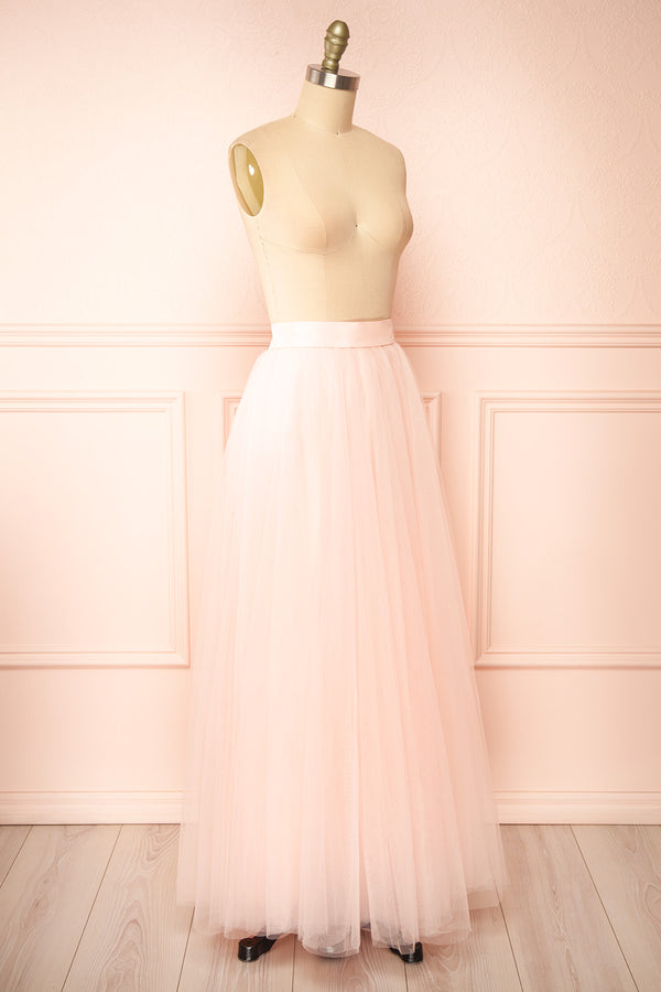Tilly Ruffle Tulle Maxi Skirt  Blush Creme – south of the river