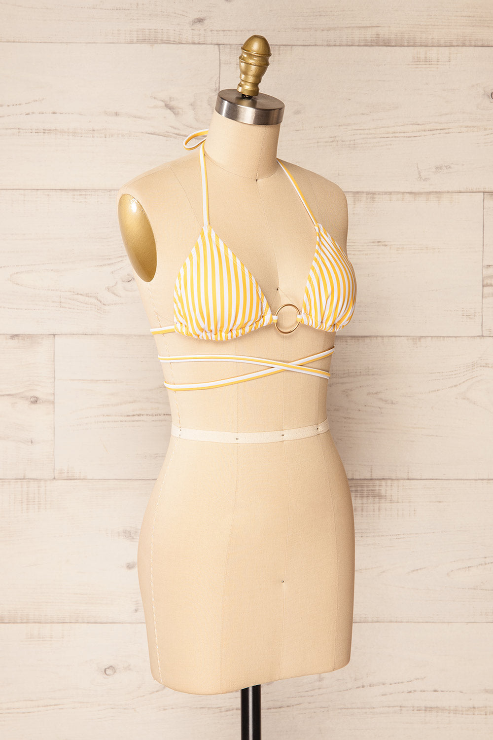 Temara Yellow Striped Bikini Top | La petite garçonne side view