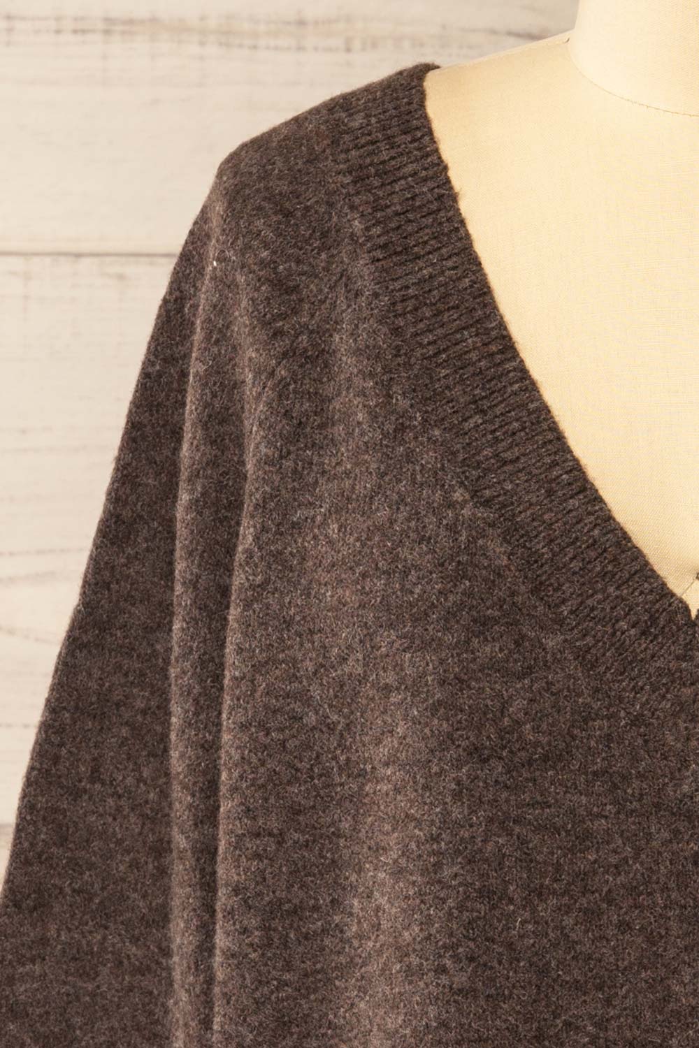 Temora Oversized Brown V-Neck Sweater | La petite garçonne front